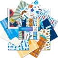 Détails du papier scrapbooking Fête des Pères 6x6 pouces aux motifs bleus et orange - Thème de la Fête des Pères / Bleu