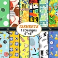 12 hojas de papel de scrapbooking deportivo de 6x6 pulgadas para manualidades y diarios - Tema Deportivo (12 Hojas/Paquete) / 15cmx15cm