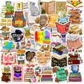 50pcs library themed waterproof stickers for books, computers and student stationery decor - List T01040383-1: 50 Doodles/graffiti