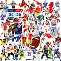 Pack of 50 colorful American football stickers for water bottles and laptop decoration - Football Graffiti Style