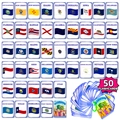 Set di 50 flashcard educative sulle bandiere degli Stati USA con anello di supporto - Carta di Alfabetizzazione per l'Insegnamento degli Stati USA (T01041825)