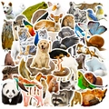 Set aus 50 realistischen Tierstickern aus wasserfestem PVC für Kinder-Skateboards - Liste T01040603-1: 50 Aquarell-tierdrucke