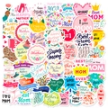 Set di adesivi colorati per la festa della mamma con cuori e fiori per decorazioni festive - Stile Lettera Inglese Festa della Mamma (T01041800)
