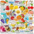 Detailweergave van kleurrijke stickers met dierenwoordspelingen voor decoratie - Woordspeling Stijl