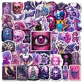 50 pieces of purple gothic stickers featuring horror skulls and bats for decoration - Purple Gothic Style (T01041844)