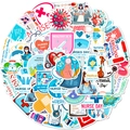 Lichtblauwe medische verpleegster sticker set met stethoscoop voor ziekenhuis decoratie - Lichtblauwe Verpleegster