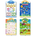 Set di 4 poster educativi per bambini con temi cartoni animati, alfabeto e spazio - Stile poster educativo (T01041904)