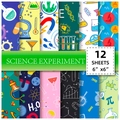 Set van 12 vellen 6x6 inch decoratief papier met wetenschaps- DNA- en labontwerpen - Wetenschappelijk Experiment Stijl / Vierkante Specificatie