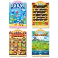 Set of 4 educational posters featuring sea animals, fruit, vegetables and dinosaurs - Sea Fruit Vegetable Dinosaur Themes