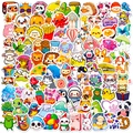 Collection of 100 cute waterproof cartoon stickers featuring animals and food for journals - Mix And Match Fresh