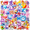 50pcs waterproof pixel art stickers with retro animals and food designs for laptops - Mixed Pixel Art (T01041963)