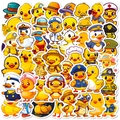 Collage of 100 assorted waterproof little yellow duck stickers for luggage and skateboards - Yellow Duck Occupation Series C (T01041929)