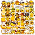 Waterproof cartoon yellow duck stickers set with various cute creative character designs - Yellow Duck Occupation Series B (T01041577)