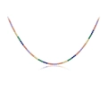 Rainbow tennis bracelet featuring multi-colored cubic zirconia in S925 silver claw setting - Platinum Multicolor Stone Style (Necklace) / Silver Necklace [Rainbow Stone]