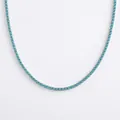 Collar tennis de plata de ley S925 con piedras turquesas cuadradas en engaste de garras - Collar de Plata [Turquesa Azul]