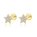 Élégantes boucles d'oreilles étoile en argent S925 doré avec zircons et fermoir à vis plat - Style Étoile / Or 18 carats
