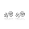 Boucles d'oreilles en argent s925 avec design à trois billes et dos plat labret - Style à Trois Billes / Or blanc