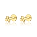 Boucles d'oreilles S925 en argent doré avec perles trinity et fermoir plat labret - Style à Trois Billes / Or 18 carats