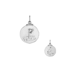 Aquarius zodiac coin pendant in S925 sterling silver with embossed figure and star map - Aquarius / White Gold