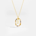 Golden 925 sterling silver necklace with letter B pendant and colorful zircon stones - Letter B