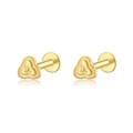 Élégantes boucles d'oreilles triangles en argent s925 doré avec détail de feuille - Style Coeur / Or 18 carats