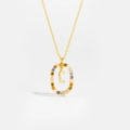 925 silver gold-plated letter C necklace with colorful zircons in an oval frame - Letter C