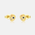 S925 sterling silver gold plated pebble earrings with multi-colored gemstones - Stud Earrings / Gold