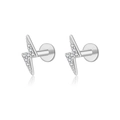Boucles d'oreilles éclair en argent sterling S925 serties de zircons cubiques - Style Éclair / Or blanc