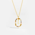 925 silver gold necklace with letter L pendant and colorful cubic zirconia stones - Letter L