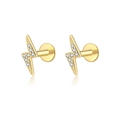 Boucles d'oreilles éclair en argent S925 doré avec incrustation de zircons brillants - Style Éclair / Or 18 carats
