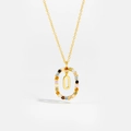 925 Sterling silver gold necklace featuring rainbow zircon oval pendant with letter O - Letter O