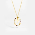 Gold plated 925 sterling silver necklace with letter P pendant and colorful zircons - Letter P