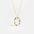 Gold plated 925 sterling silver necklace featuring cross pendant and colorful zirconia stones - Letter T