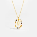 925 sterling silver gold necklace featuring letter U pendant with colorful zircons - Letter U