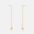 S925 sterling silver gold thread earrings with colorful zirconia round charms - Drop Style / Gold