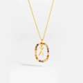 Gold plated 925 silver letter X pendant necklace with colorful cubic zirconia stones - Letter X