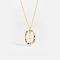 Gold plated 925 sterling silver necklace with letter Z pendant and colorful crystals - Letter Z