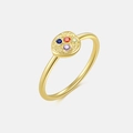 Minimalist gold S925 sterling silver ring with hammered texture and colorful zircon stones - US 6 / Ring / Gold
