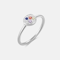 S925 silver ring featuring hammered texture and four colorful inlaid gemstones - US 6 / Ring / Platinum