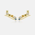 Orecchini a lobo in argento 925 dorato con pietre preziose multicolori per donna - Stile Climber Multicolore (MME745)