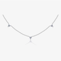 Elegant S925 sterling silver chain necklace featuring three heart-shaped zircon stones - 925 Silver / Platinum
