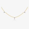 Minimalist gold necklace featuring three delicate heart-shaped zircon stones - 925 Silver / 18K Gold