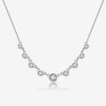 Detailed close-up of 925 silver necklace featuring nine bezel-set gradient zircons - 925 Silver / Platinum