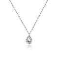 Elegante collar de plata esterlina S925 con un brillante colgante de corte de pera - Platino Piedra Blanca