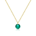 Collier en argent S925 avec pendentif en pierre précieuse vert émeraude facettée doré - Or 18K [Pierre Bleue]