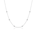 Minimalist S925 silver necklace with 6 bezel-set round diamonds on a fine O-chain link - Platinum