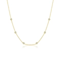 Elegant gold-plated S925 silver necklace with six bezel-set round sparkling zircons - 18K Gold