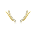 Elegant gold plated 925 silver ear crawlers with gradient round cubic zirconia - 925 Silver / Gold Gradient Round Zirconia Style(MME0175-2)