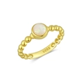 Vintage golden S925 silver chain ring featuring a round white cat-eye opal gemstone - US 5 / 18K Gold