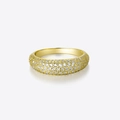 Luxe S925 zilveren meerrijige pavé ring met witte diamanten in gouden afwerking - US 6 / 18K goud